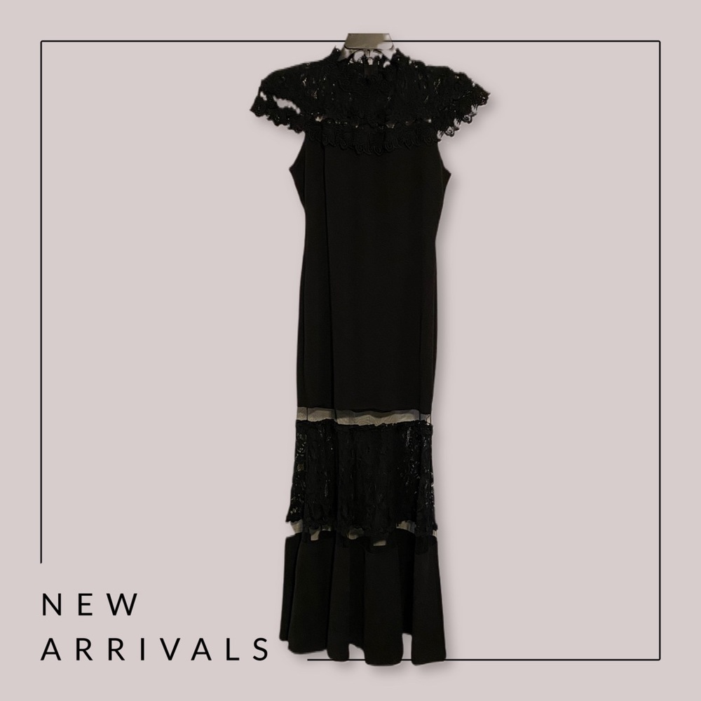 Fashionova black dress with lace detail XL